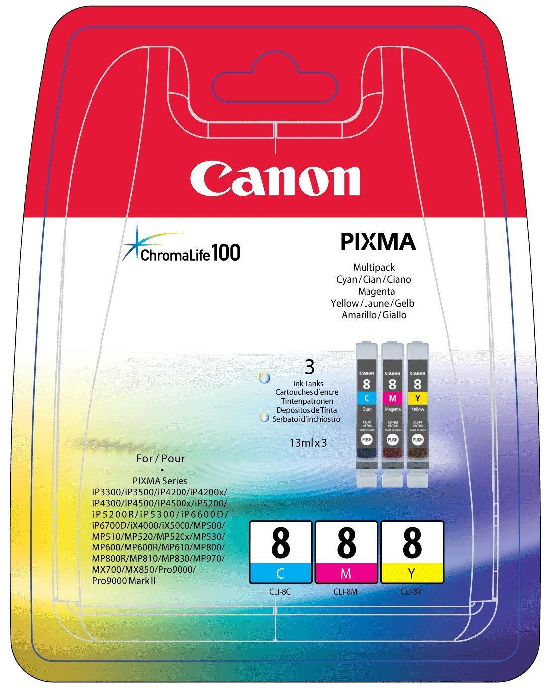 Canon Multipack ciano/magenta/giallo CLI-8multi 0621B029 CLI-8c