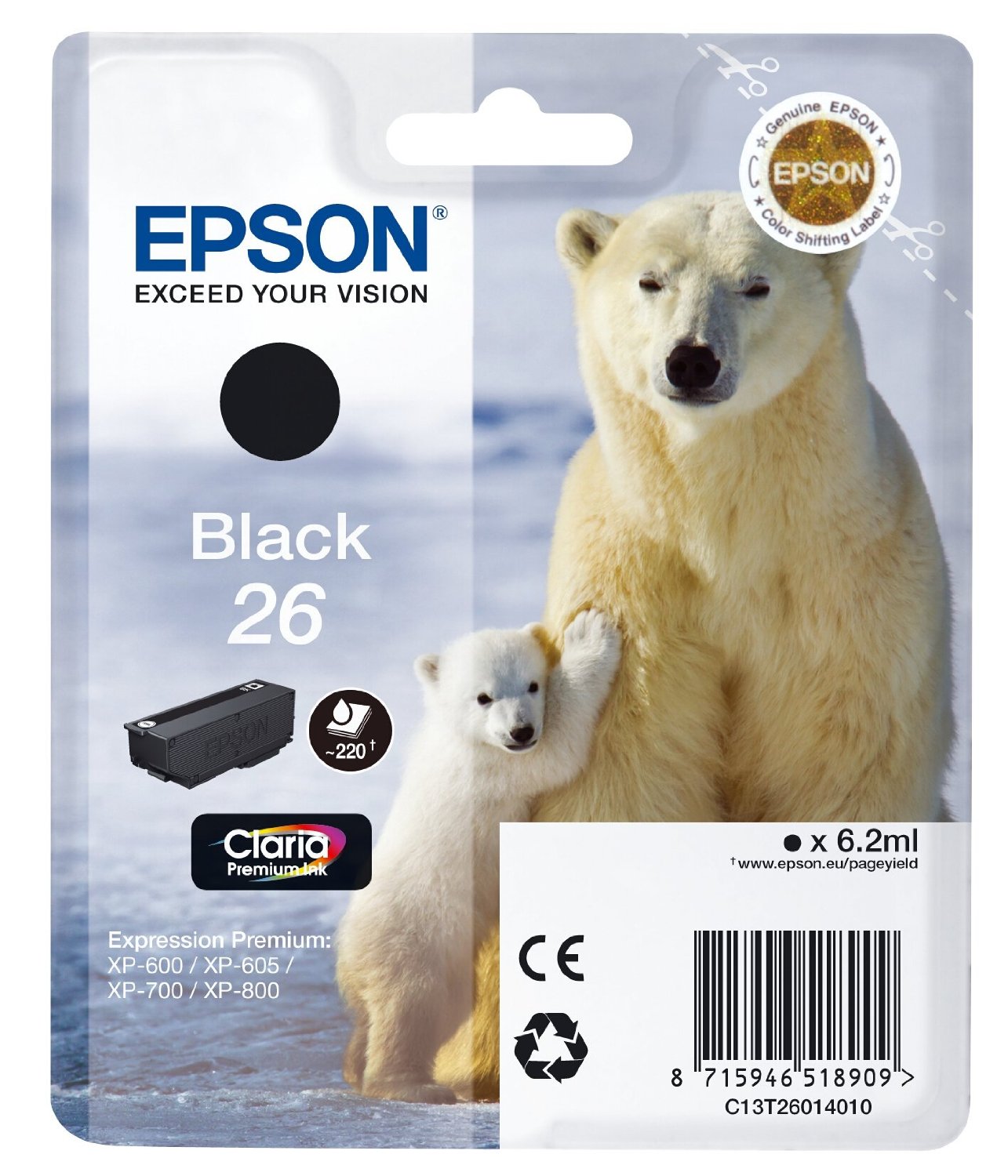 Epson Cartuccia d`inchiostro nero C13T26014010 T2601
