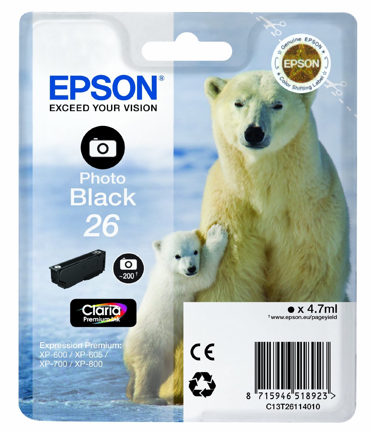 Epson Cartuccia d`inchiostro nero C13T26114010 T2611