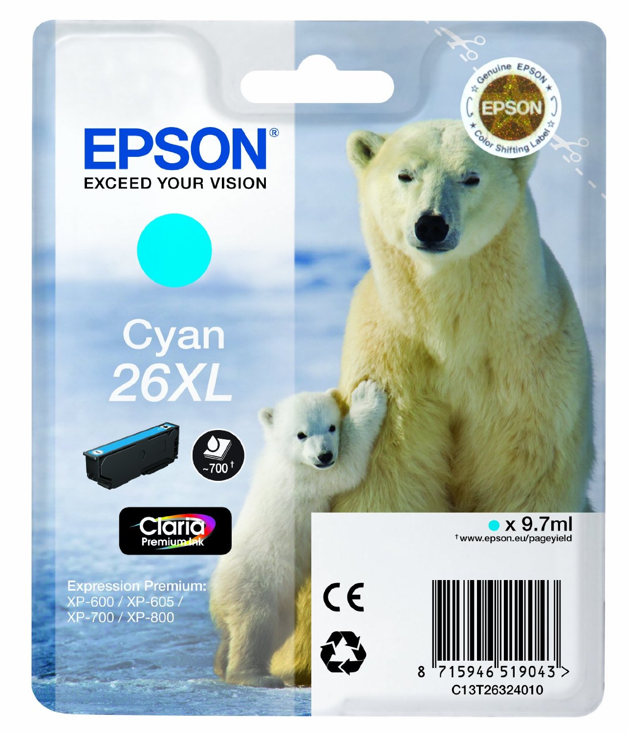 Epson Cartuccia d`inchiostro ciano C13T26324010 T2632