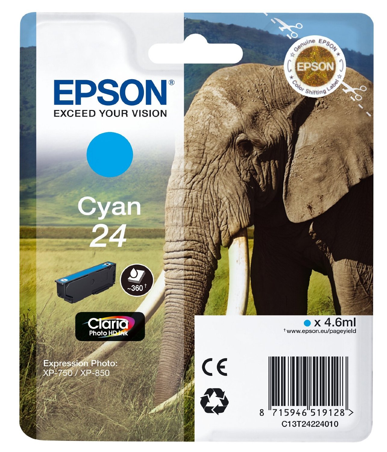 Epson Cartuccia d`inchiostro ciano C13T24224010 T2422