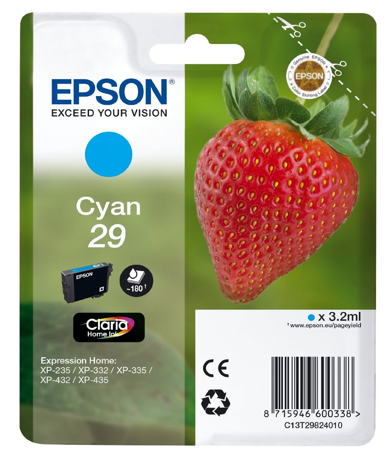 Epson Cartuccia d`inchiostro ciano C13T29824010 T2982