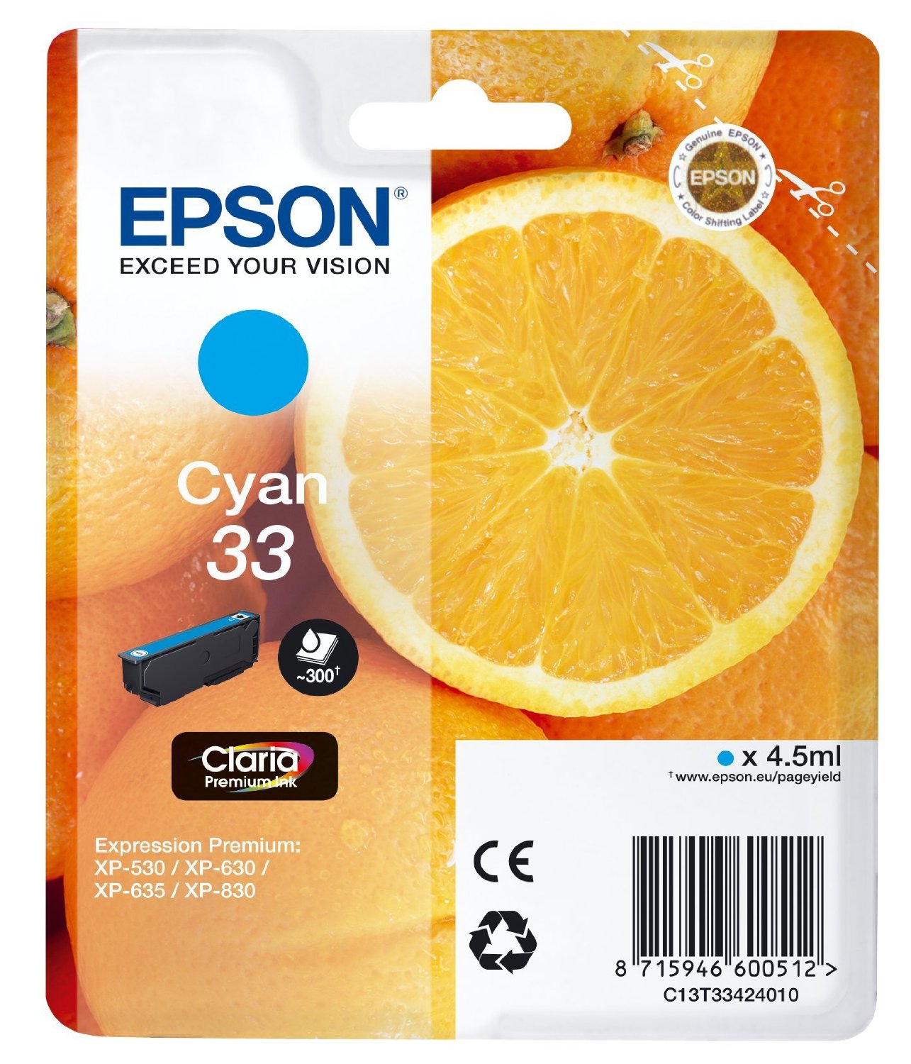 Epson Cartuccia d`inchiostro ciano C13T33424010 T3342