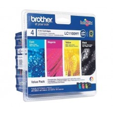Brother Multipack nero/ciano/magenta/giallo LC1100HYVALBPDR LC1100HY Multi Pack, 4x Cartucce d'inchiostro: hybk/hyc/hym/hyy